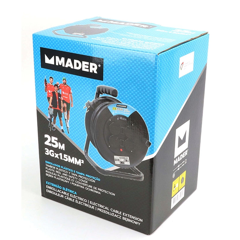 Prolongador Eléctrico Enrollacable 25 m 3G×1,5 mm MADER Home Tools