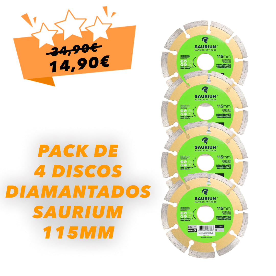 PACK 4 DISCOS DIAMANTADOS SAURIUM 115MM