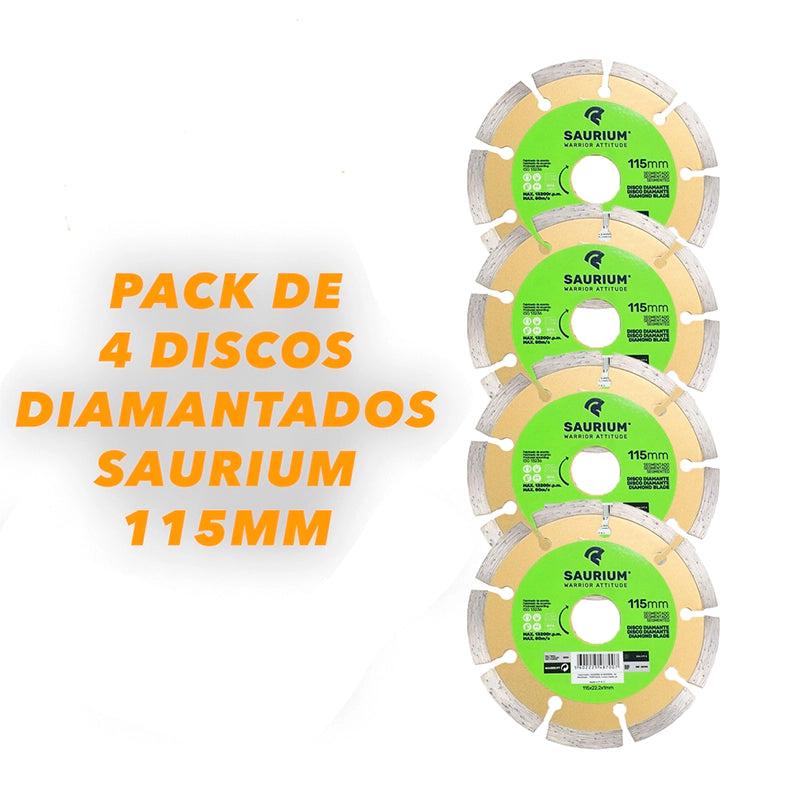 PACK 4 DISCOS DIAMANTADOS SAURIUM 115MM