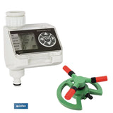 Kit de riedo | Temporizador digital + aspersor rotacional de 3 salidas COFAN