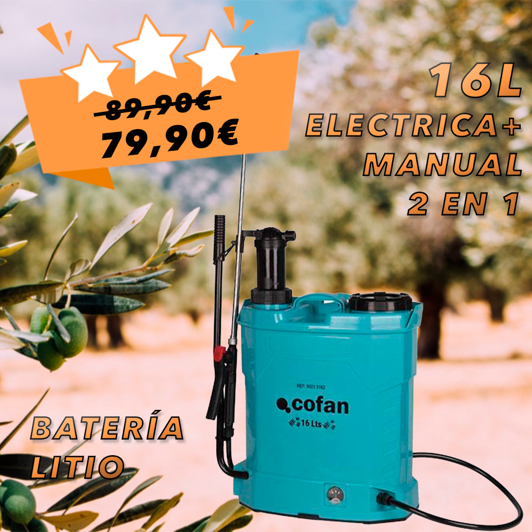 Pulverizador de Fumigar eléctrico 16L 2EN1 batería LITIO- COFAN®