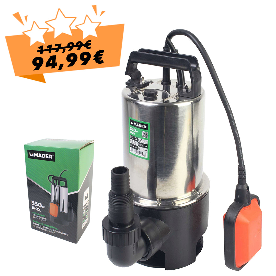 Bomba sumergible de Drenaje Eléctrica 550W de Acero Inoxidable | MADER